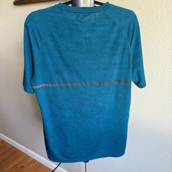 ZYIA Active Teal Blue Camo Print Short Sleeve T-Shirt Mens Mesh Athletic Size XL - Picture 2 of 5